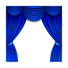 Blue window curtains isolated on white vector