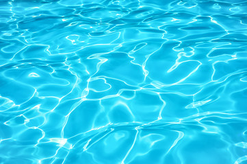 Fototapeta na wymiar Ripple water surface and sun reflection in swimming pool