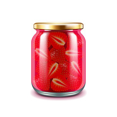 Strawberry jam isolated on white vector