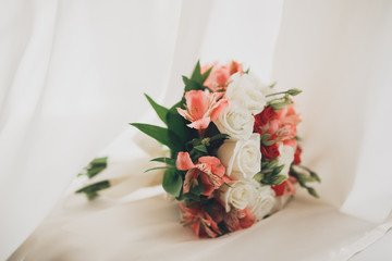 Wedding perfect bridal bouquet of different flowers
