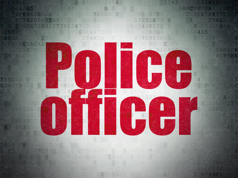 Law concept: Police Officer on Digital Data Paper background