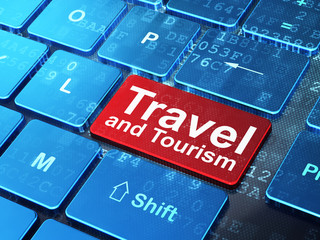 Fototapeta premium Vacation concept: Travel And Tourism on computer keyboard background
