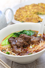 beef noodle soup,dried radish omelet, taiwanese cuisine