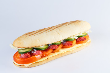 Papini with sausage on a white background.