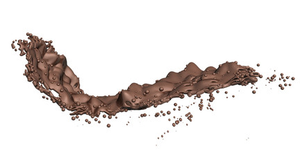 hot chocolate flow isolated on white background
