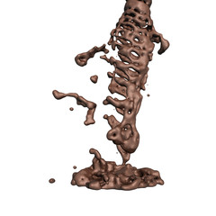 hot chocolate flow isolated on white background