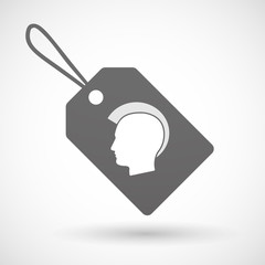 Isolated shopping label icon with  a male punk head silhouette