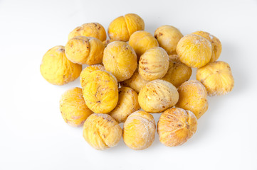 fresh Chinese chestnut isolated on white background.