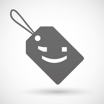 Isolated shopping label icon with  a wink text face emoticon