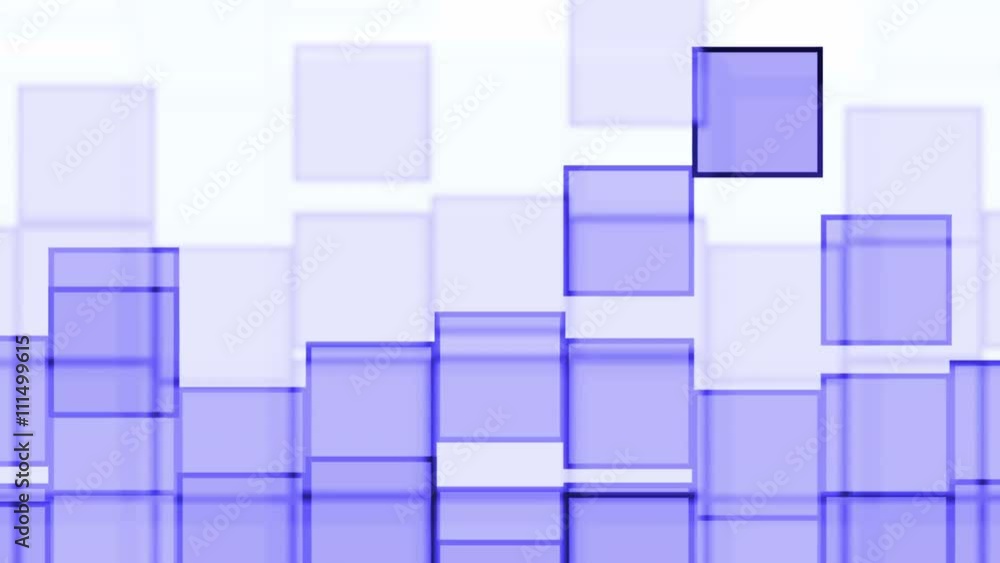 Poster seamless looping background animation with blue falling square frames and bright background