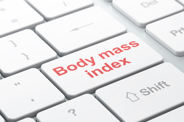 Healthcare concept: Body Mass Index on computer keyboard background