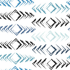 Vector geometric seamless pattern. Brush strokes, wavy lines. Hand drawn grunge texture. Abstract forms. Endless texture can be used for printing onto fabric or paper