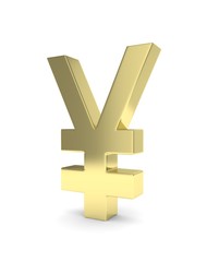 Isolated silver yen yuan sign on white background. Chinese japanese currency. Concept of investment, asian market, savings. Power, luxury and wealth. 3D rendering.