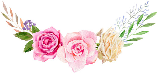 hand painted watercolor mockup clipart template of roses - 111502096