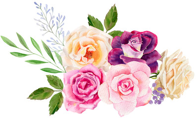 hand painted watercolor mockup clipart template of roses