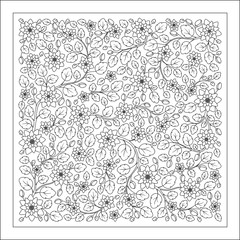 Coloring page with vintage flowers pattern.