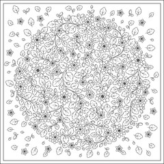 Coloring page with vintage flowers pattern.