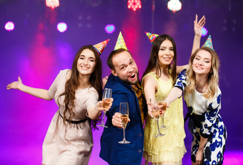 party, holidays, celebration, nightlife and people concept - smi