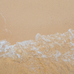 closeup of sand pattern texture of a beach with sea water