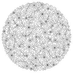 Coloring page with vintage flowers pattern.