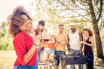 Friends at barbecue party