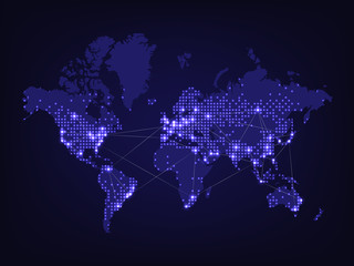 Fototapeta na wymiar Night world map