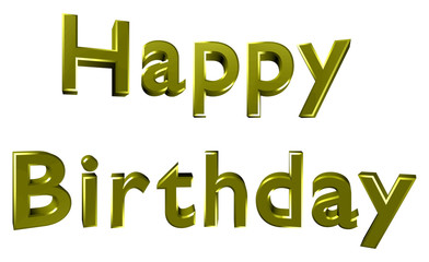 Goldene, glänzende 3D-Schrift HAPPY BIRTHDAY / freigestellt
