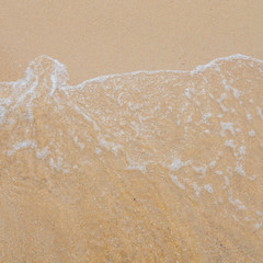 closeup of sand pattern texture of a beach with sea water