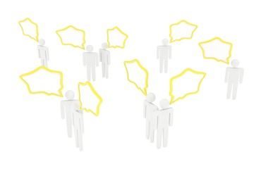 people with talk bubbles isolated over a white background. 3d rendering.