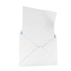 open mail with white blank. 3d rendering.