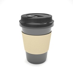 Coffee to go on white. 3d rendering.