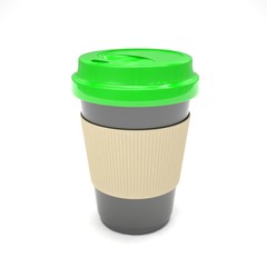 Coffee to go on white. 3d rendering.