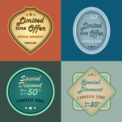 Set of retro vintage styled discount labels