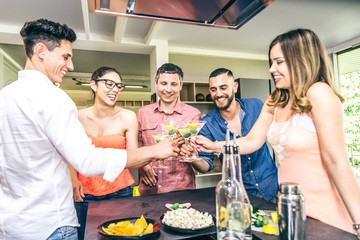 Friends partying at home