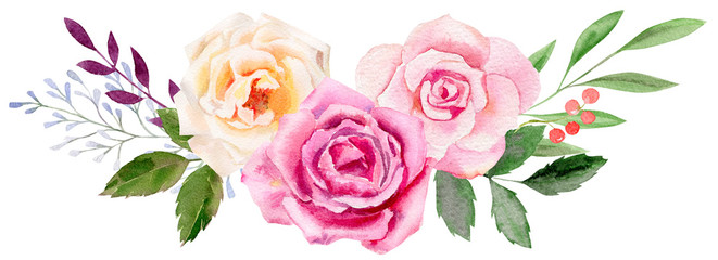 hand painted watercolor mockup clipart template of roses - 111504060