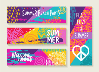 Summer party design set in vibrant colors palette