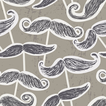 Mustache retro party seamless pattern