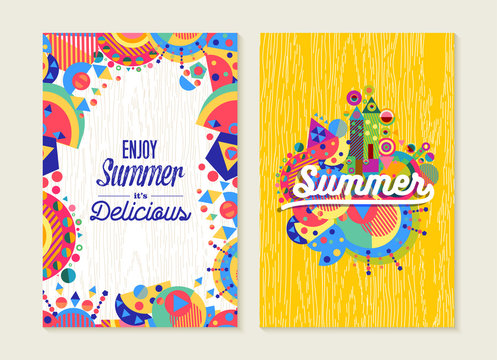 Enjoy summer set of poster or card with modern art