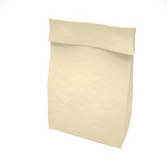 Lunch bag on white. 3d rendering.