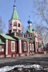 Wooden Orthodox Church in the spring.