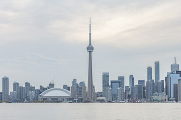  Toronto Skyline with the CN Tower apex before rain at sunset