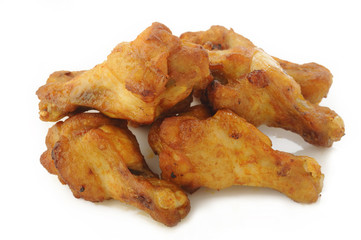 grilled new orlean chicken wing on white background