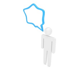 3d man with talk bubbles isolated over a white background. 3d rendering.