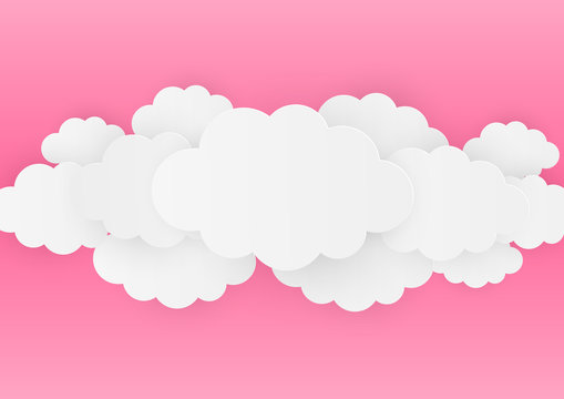 Paper clouds on pink background