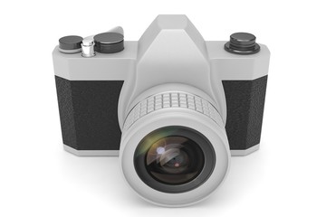 Retro camera isolated on  white background. 3d rendering.