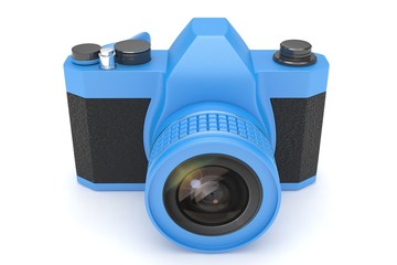 Retro camera isolated on white background. 3d rendering.