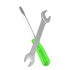 3D Illustration Wrench and screwdriver, service concept
