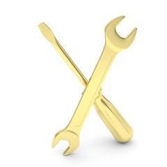 3D Illustration Wrench and screwdriver, service concept