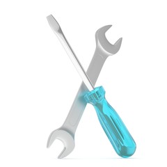 3D Illustration Wrench and screwdriver, service concept