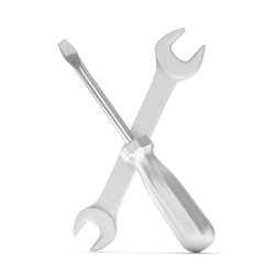 3D Illustration Wrench and screwdriver, service concept